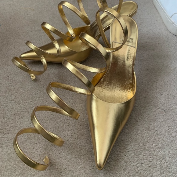 Jeffrey Campbell Gold Aphrodite Strappy Heels Size 9.5 - Picture 5 of 7